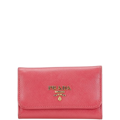 プラダ 6連 キーケース 1PG222 ピンク サフィアーノレザー レディース PRADA 【中古】