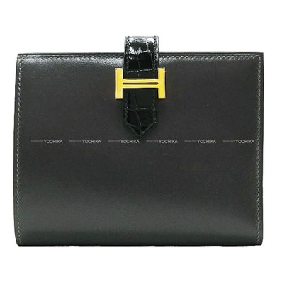 HERMES エルメス 二つ折り財布 ベアンコンパクト タッチ グリミスティ/黒 (ブラック) ヴォータデラクト/クロコダイル アリゲーター ゴールド金具 K刻印 新品未使用
