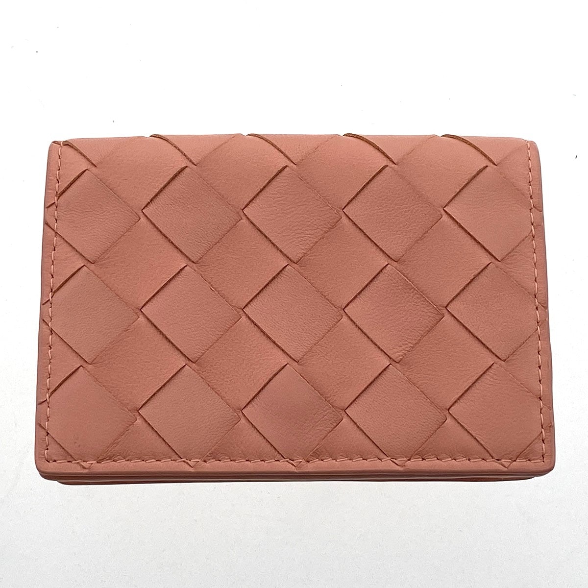 BOTTEGAVENETA ボッテガヴェネタ イントレチャート カードケース 名刺入れ 593115 レザー ピンク  レディース【中古】
