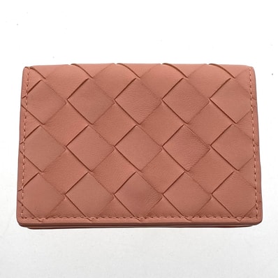 BOTTEGAVENETA ボッテガヴェネタ イントレチャート カードケース 名刺入れ 593115 レザー ピンク レディース【中古】