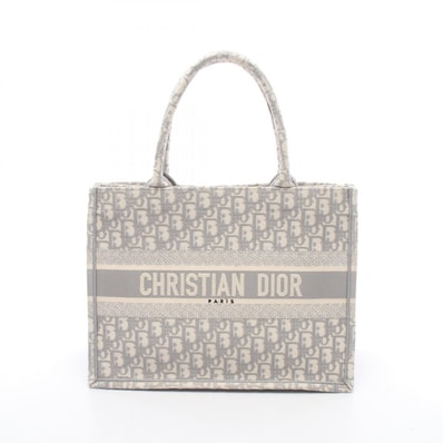 ディオール Dior BOOK TOTE ブックトート ミディアム トートバッグ バッグ キャンバス レディース ホワイト系 / グレー系 【中古】