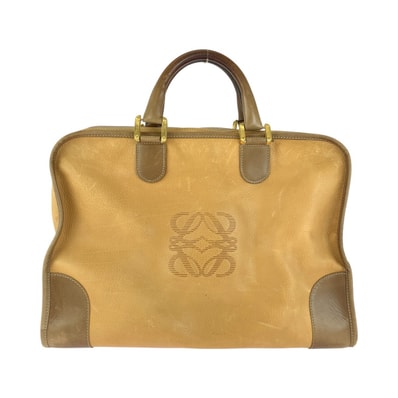 LOEWE ロエベ ヴィンテージ アマソナ40 ベージュ ゴールド金具 レザー ハンドバッグ ボストンバッグ 1-0294243 【中古】