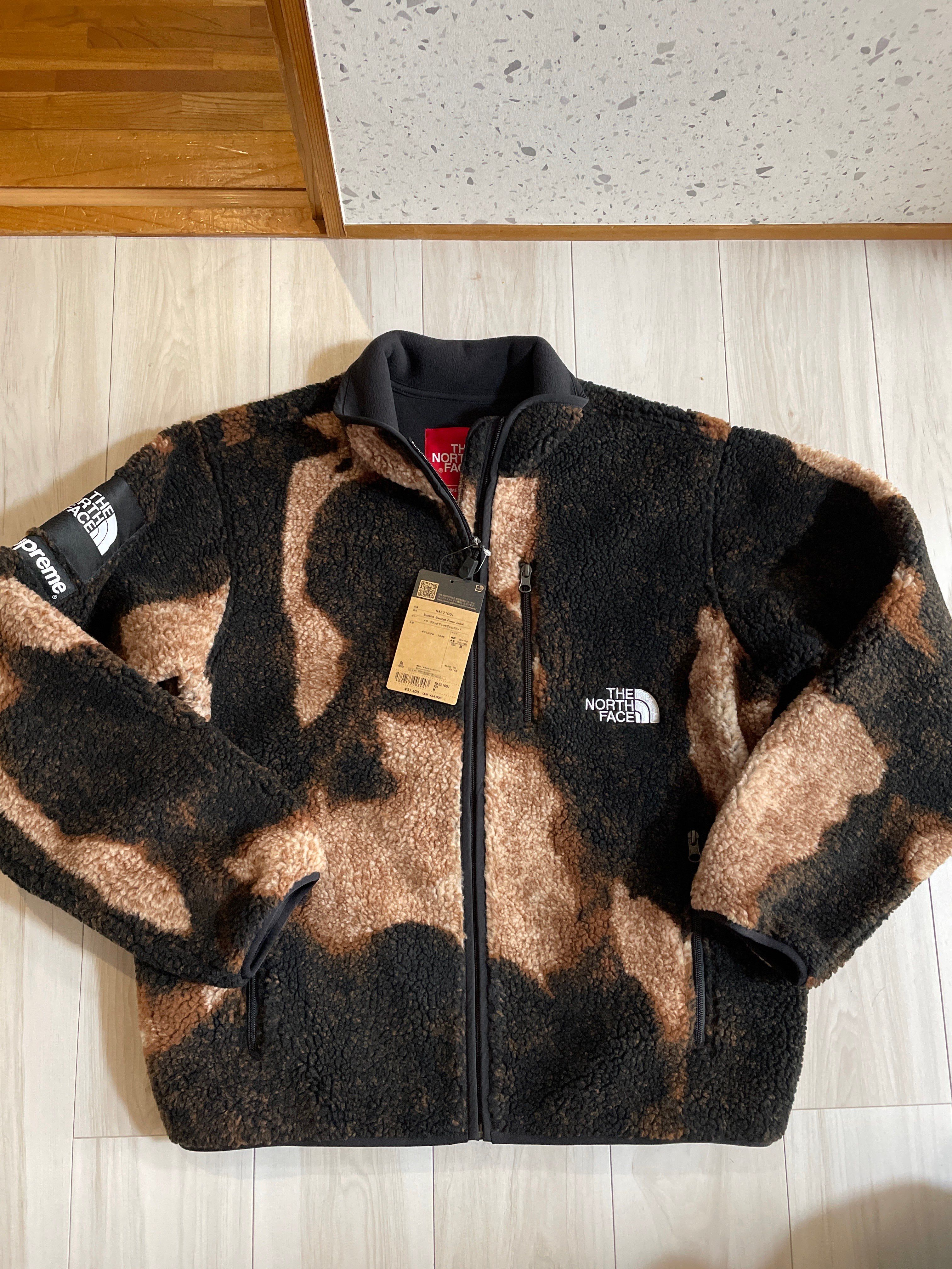 Supreme x The North Face Bleached Denim Print Fleece Jacket "Black"