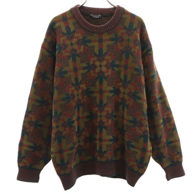 Christian Dior MONSIEUR クリスチャンディオール ムッシュ 90s オールド 総柄 長袖 セーター L マルチ ニット