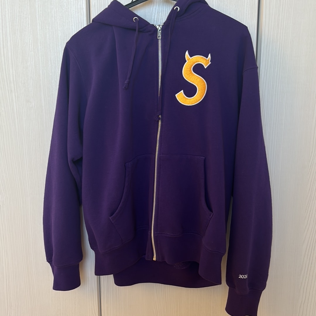 Supreme Devil S Logo Zip Up Hooded Sweatshirt "Purple"