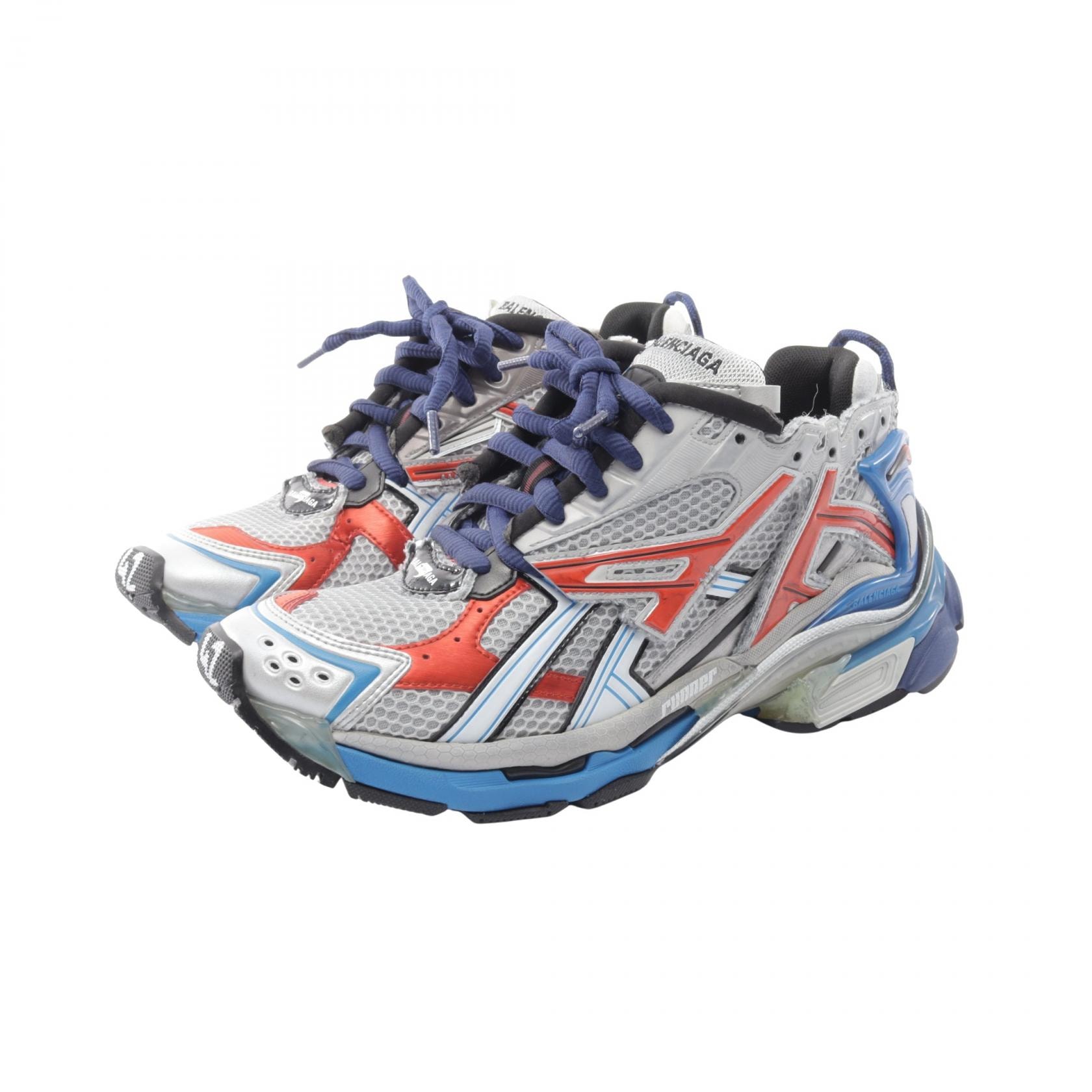 バレンシアガ BALENCIAGA RUNNER ランナー ユーズド加工 スニーカー 靴 ファブリック / ラバー メンズ グレー系 / ブルー系 【中古】