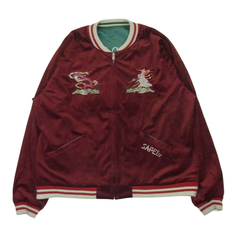 SAPEUR サプール 25SS A0025-069 ベロア リバーシブル スカジャン ブルゾン レッド系 グリーン系 XL【中古】