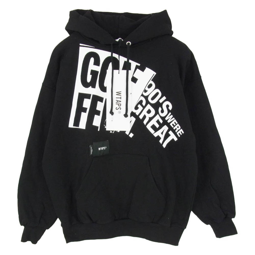 WTAPS ダブルタップス 23AW 232ATDT-HPM03S PASTHG / HOODY / COTTON ロゴプリント プルオーバー パーカー ブラック系 X02【中古】