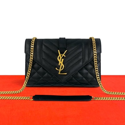SAINT LAURENT PARIS サンローランパリ エンヴェロップ スモール レザー ショルダーバッグ ブラック
71040