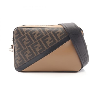 フェンディ FENDI ダイアゴナル カメラケース ズッカ ショルダーバッグ バッグ レザー PVCコーティングキャンバス メンズ ブラウン系 / ブラック系 7M0286 【中古】