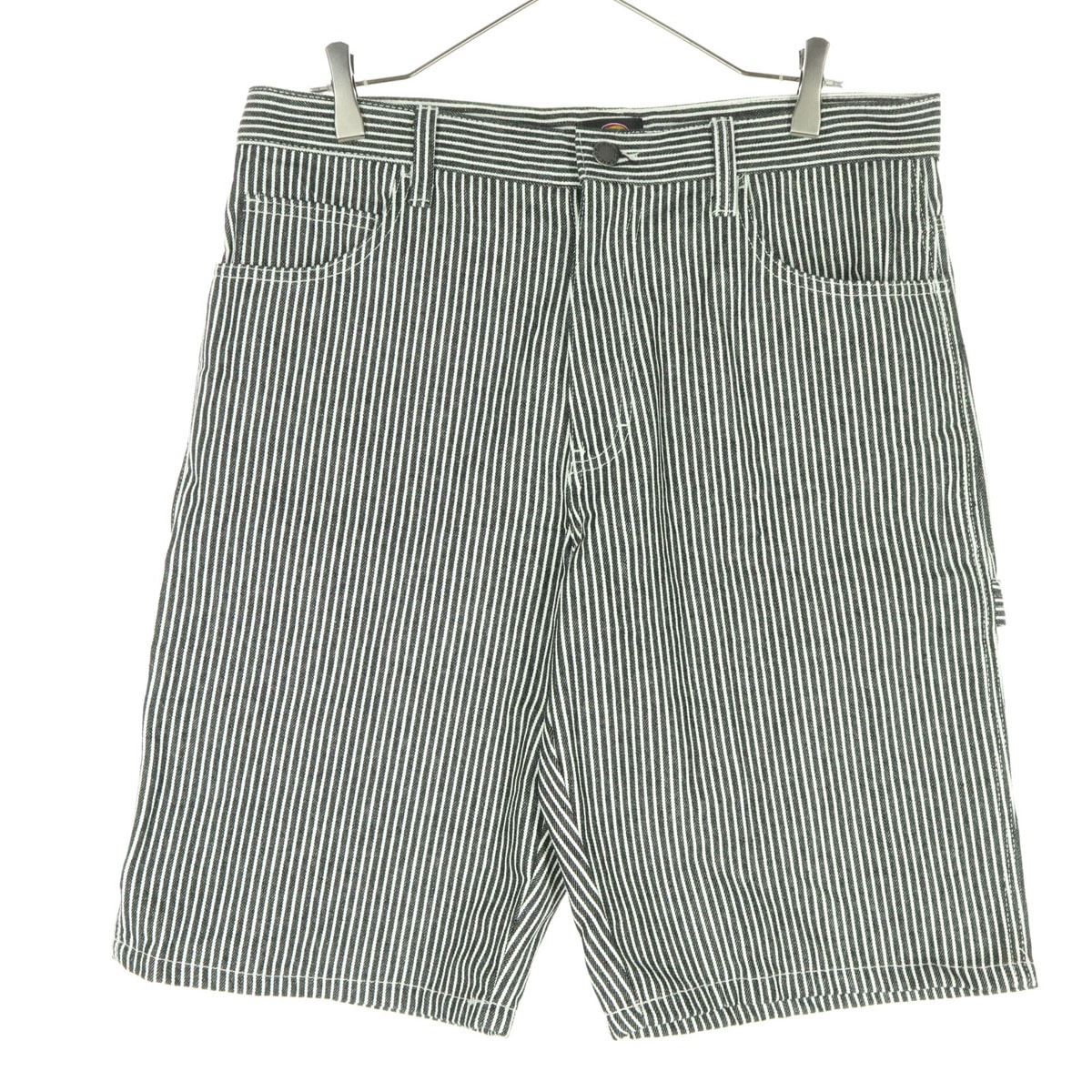 美品 Dickies ディッキーズ ストライプ柄 ハーフパンツ M ブラック系