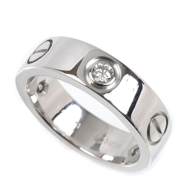 CARTIER カルティエ K18WG ホワイトゴールド ラブリング ハーフダイヤ リング・指輪 ダイヤモンド 11号 51 7.9g レディース【中古】【美品】