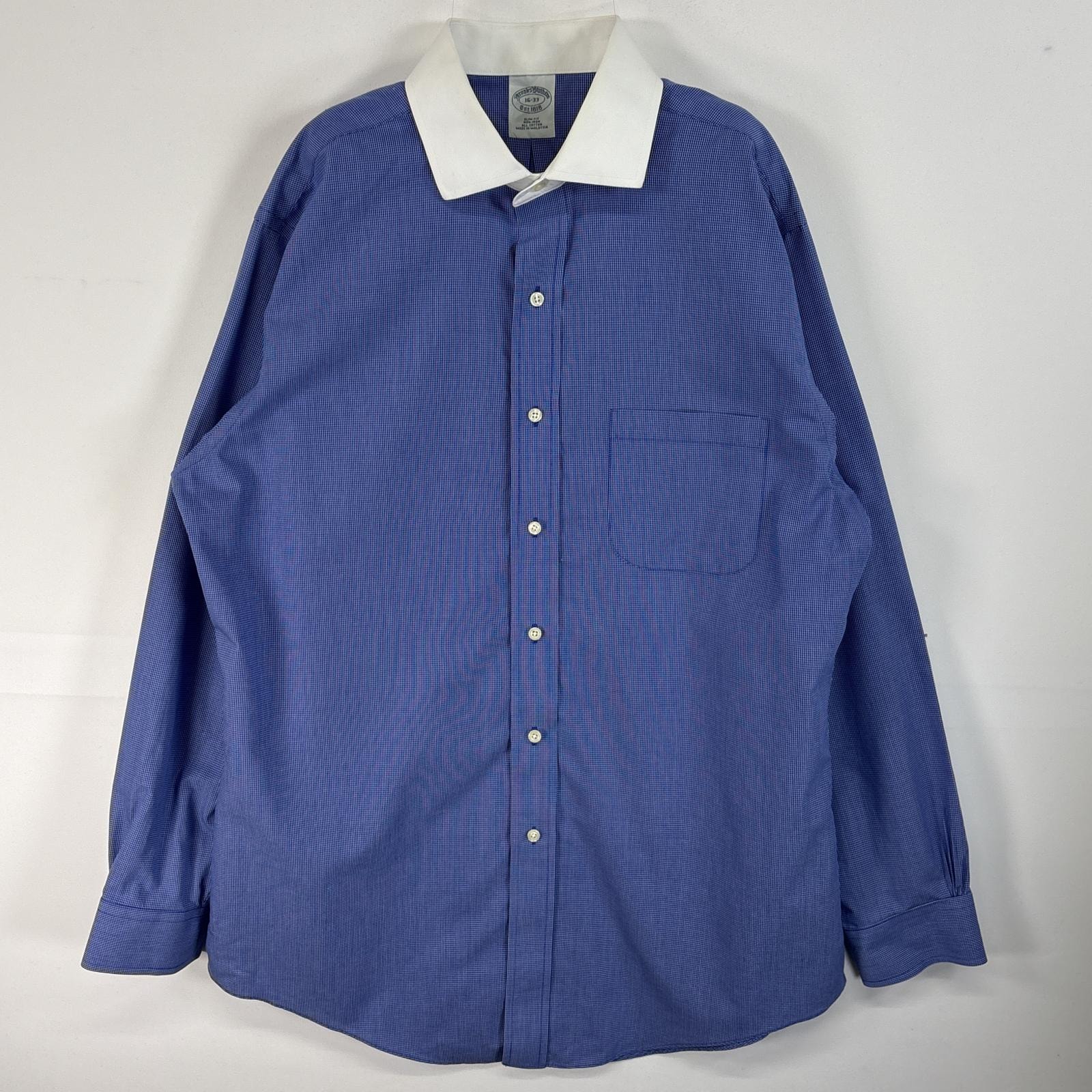 古着 ブルックスブラザーズ Brooks Brothers 長袖シャツ チェック柄 襟切替 胸ポケ 16-33 L  ブルー系 ツートン メンズ