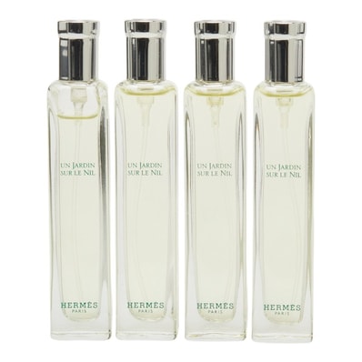 エルメス UN JARDIN SUR LE NIL ナイルの庭 15ml 香水 4本セット クリア シルバー ガラス レディース HERMES 【中古】