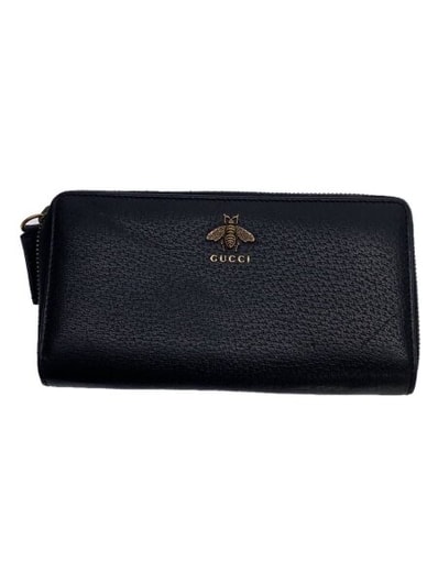 GUCCI Animalier Leather Zip Around Wallet