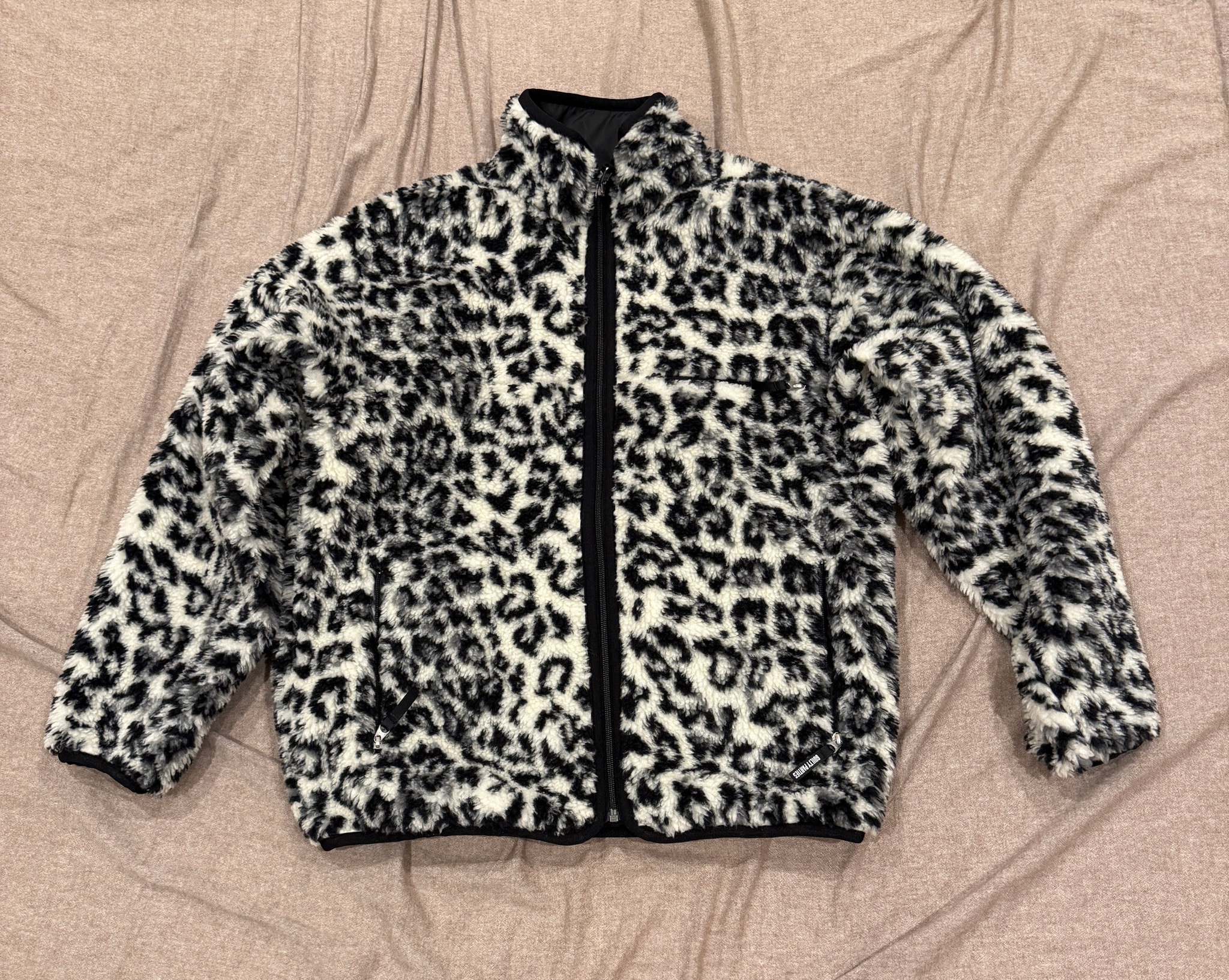 WACKO MARIA Reversible Leopard Boa Fleece Jacket "White"