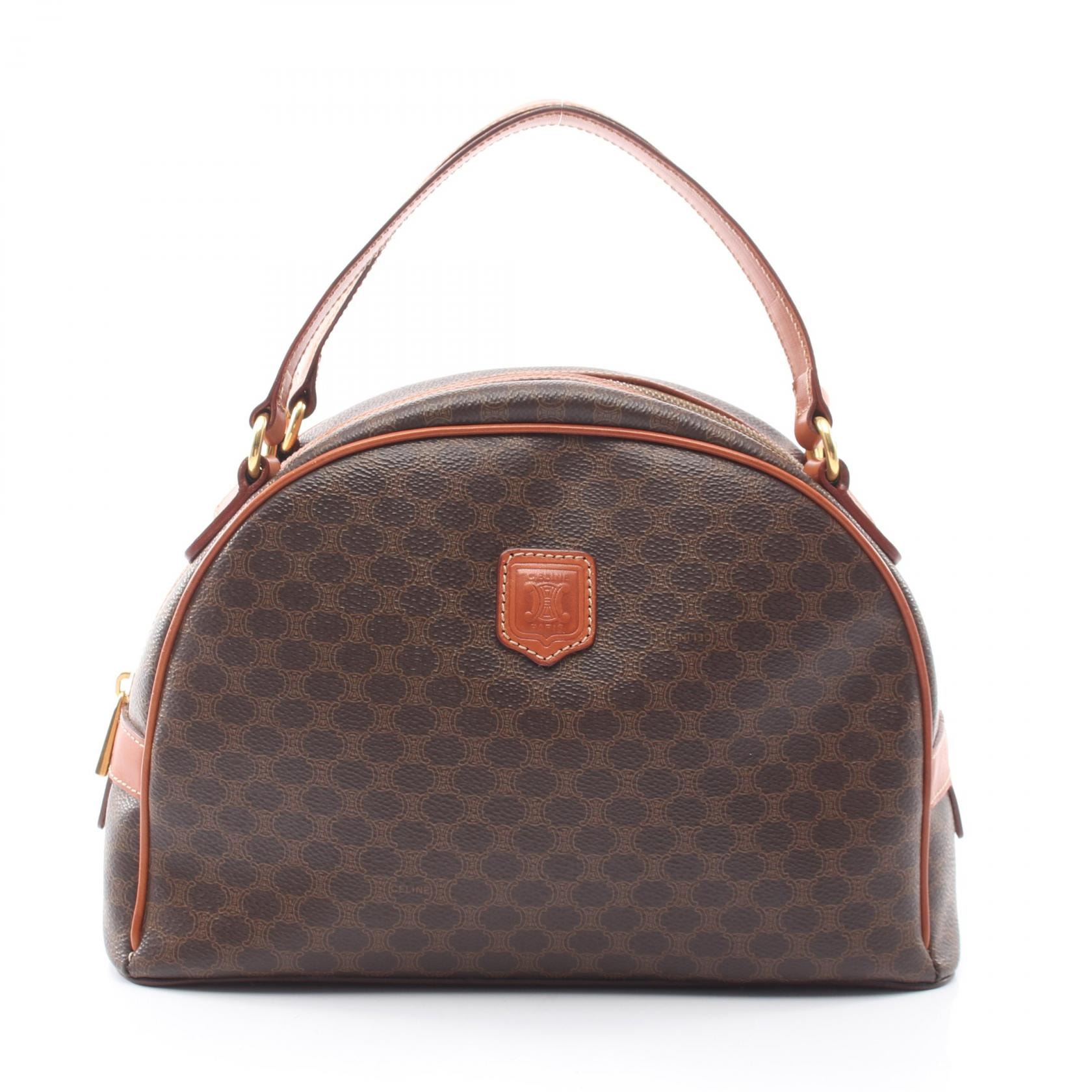 セリーヌ CELINE マカダム ハンドバッグ バッグ PVCコーティングキャンバス レザー レディース ブラウン系 【中古】