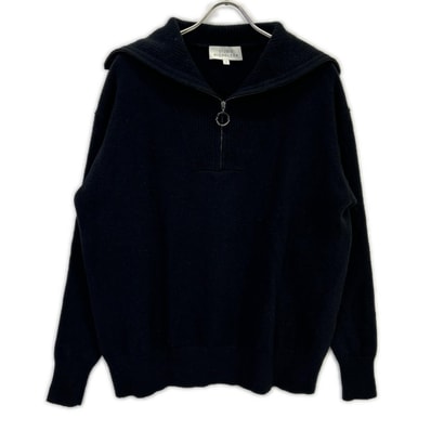 スタジオ ニコルソン 52-10-122015 ネイビー ウール ハーフジップハイネックニットプルオーバー 22AW 1