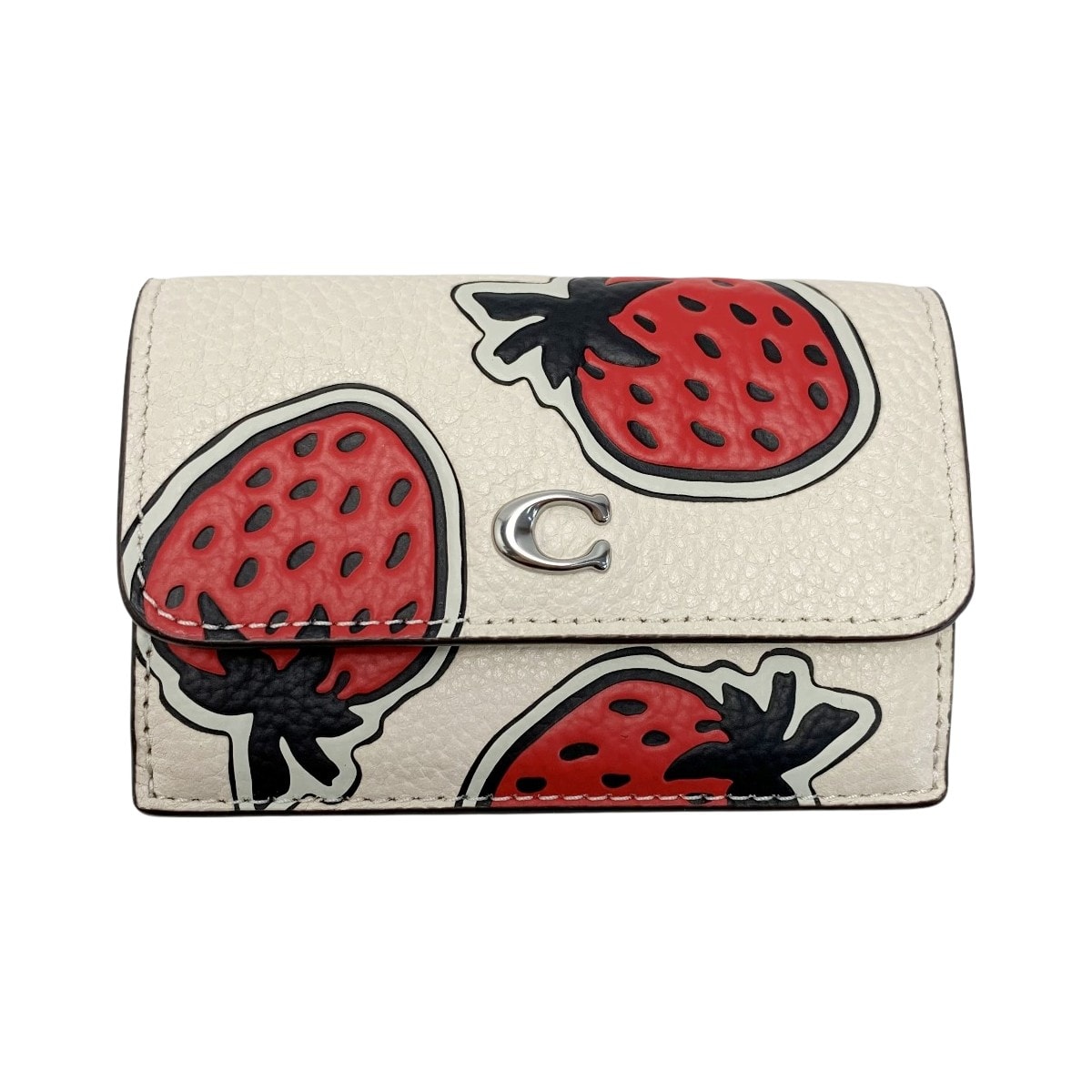☆☆COACH コーチ ストロベリー 苺 プリント エッセンシャル ミニ トライフォールド CU473 3つ折り財布 レディース