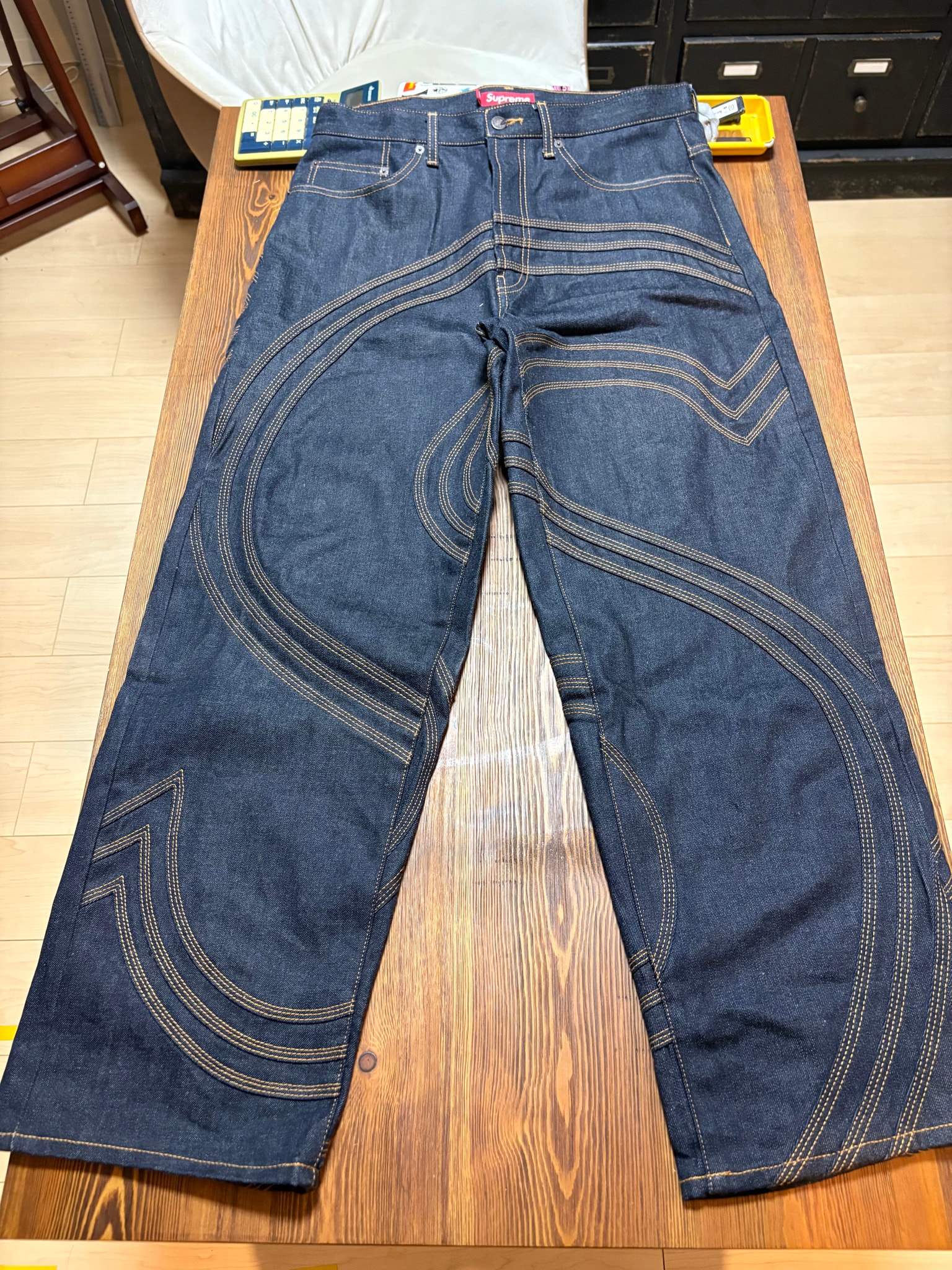 Supreme S Logo Rigid Baggy Jean "Rigid Indigo"
