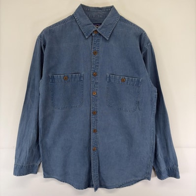 古着 パタゴニア patagonia デニム 長袖シャツ ヘンプ アウトドア 胸ポケット ブルー系 メンズ