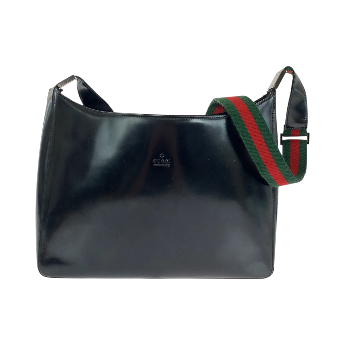 GUCCI グッチ シェリーライン ブラック 黒 シルバー金具 パテントレザー ショルダーバッグ 肩掛け 503796 【中古】