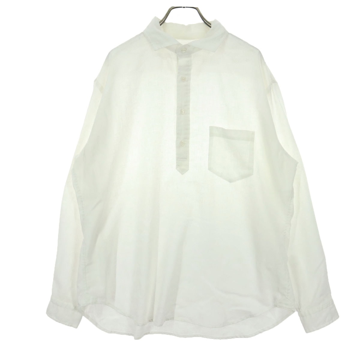BEAMS HEART ビームスハート 長袖 ハーフボタン リネンシャツ XL アイボリー