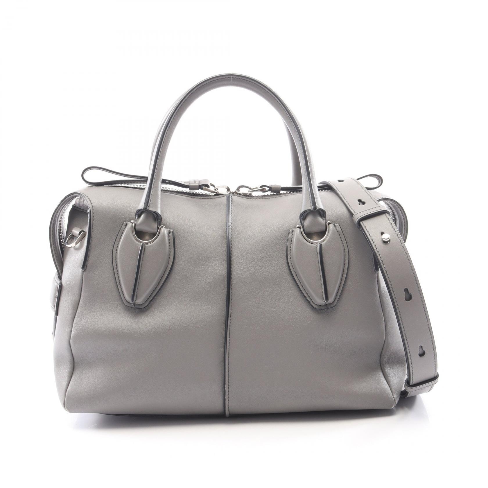トッズ TOD'S Dスタイリング 2WAY ハンドバッグ バッグ レザー レディース グレー系 【中古】