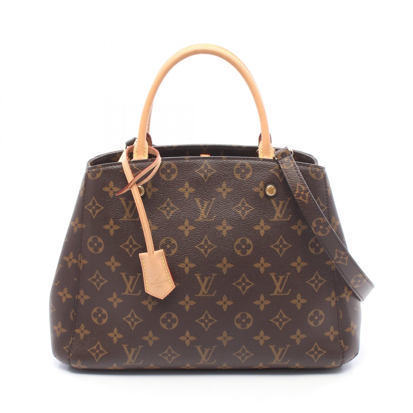 ルイ・ヴィトン LOUIS VUITTON モンテーニュMM モノグラム 2WAY ハンドバッグ バッグ PVCコーティングキャンバス レザー レディース ブラウン系 M41056 【中古】
