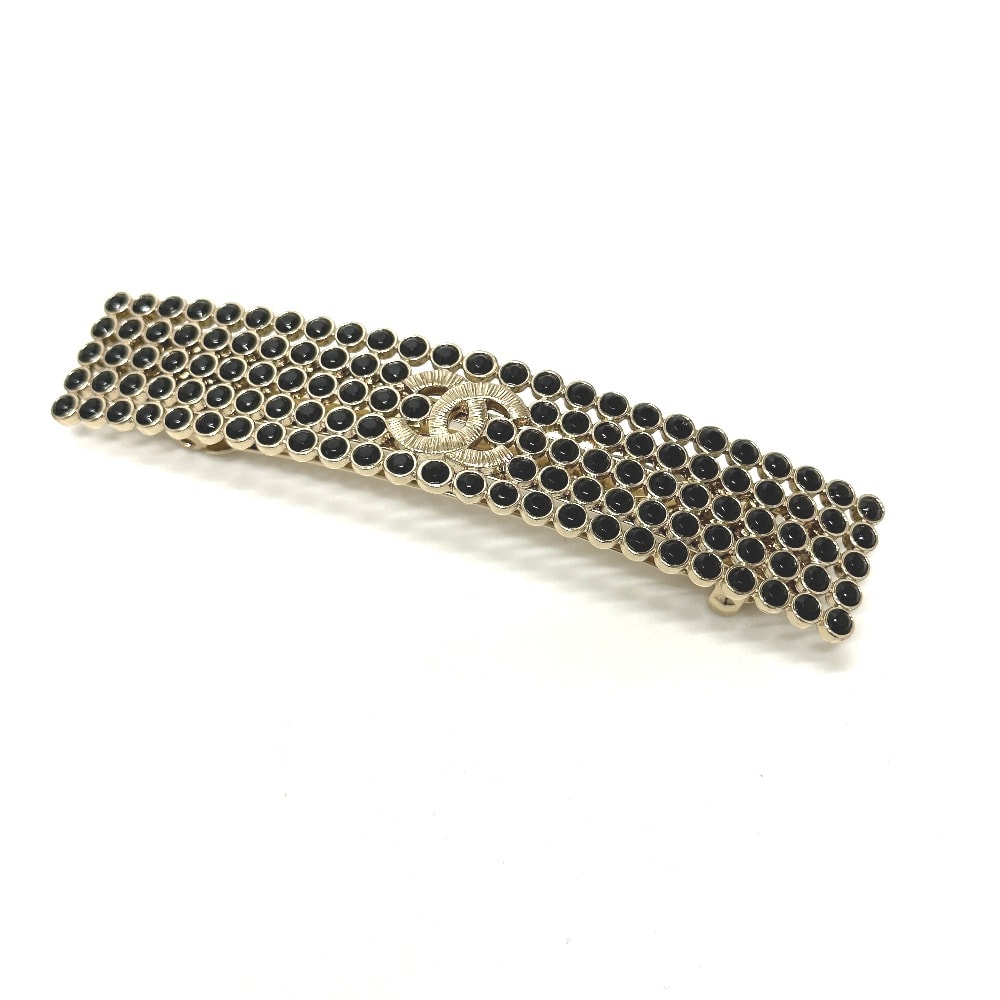 シャネル CHANEL ロゴ ヘアアクセサリー バレッタ GP ゴールド 美品