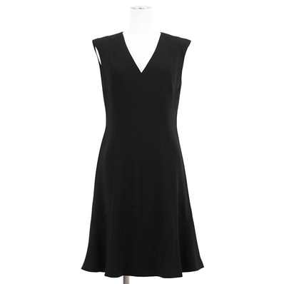 【極美品】LOUIS VUITTON ルイ・ヴィトン ワンピース ノースリーブ サイズ 38 レディース LV ロゴ Vネック フレア トリアセテート/ポリエステル ドレス ブラック 黒 イタリア製