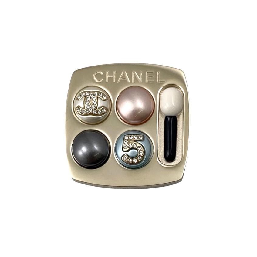 CHANEL シャネル ジュエリー ブローチ アクセサリー メイクパレット ココマーク No5 ゴールド ロゴ ラインストーン 未使用