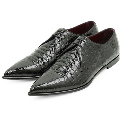 【極美品】DOLCE&GABBANA ドルチェアンドガッバーナ ブーツ サイズ 8 メンズ パテントレザー エナメル シューズ 革靴 ブラック 黒 イタリア製