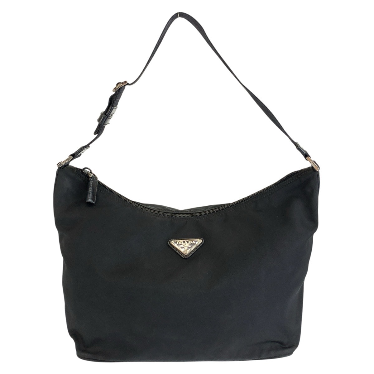 美品 PRADA プラダ テスート 三角ロゴプレート ブラック 黒 シルバー金具 ナイロン ショルダーバッグ 604609 【中古】