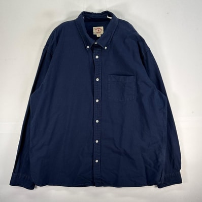 古着 ブルックスブラザーズ Brooks Brothers 長袖シャツ オックスフォード ボタンダウン 胸ポケ 2XL ネイビー系 無地 メンズ