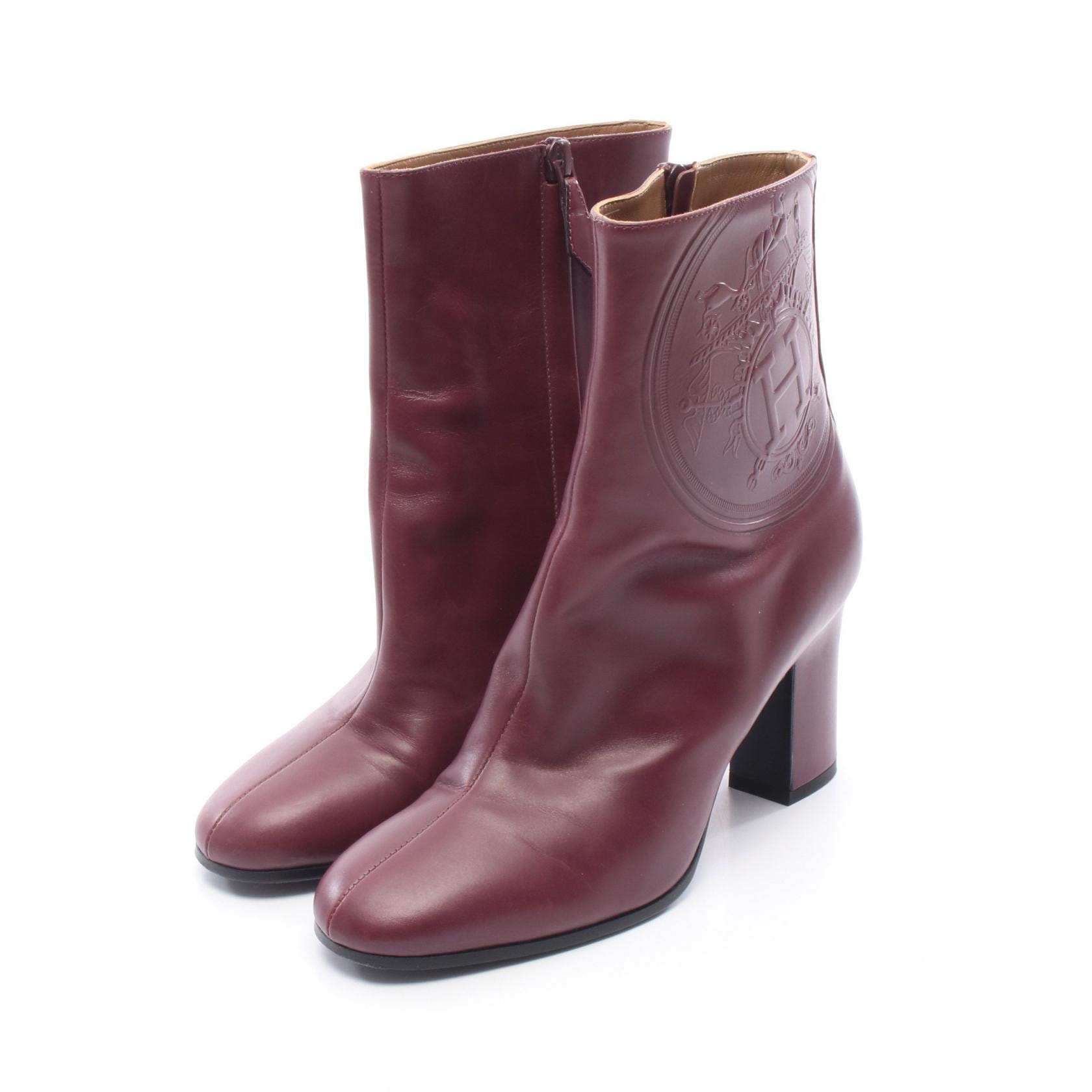 エルメス HERMES エクスリブリス ブーツ 靴 レザー ボルドー レディース ボルドー系 【中古】