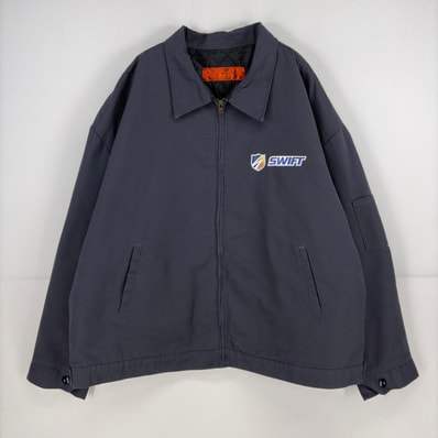 古着 レッドキャップ RED KAP ジャケット フルジップ 中綿ライナー ワンポイント プリント ワーク 作業着 3XL グレー 無地 メンズ