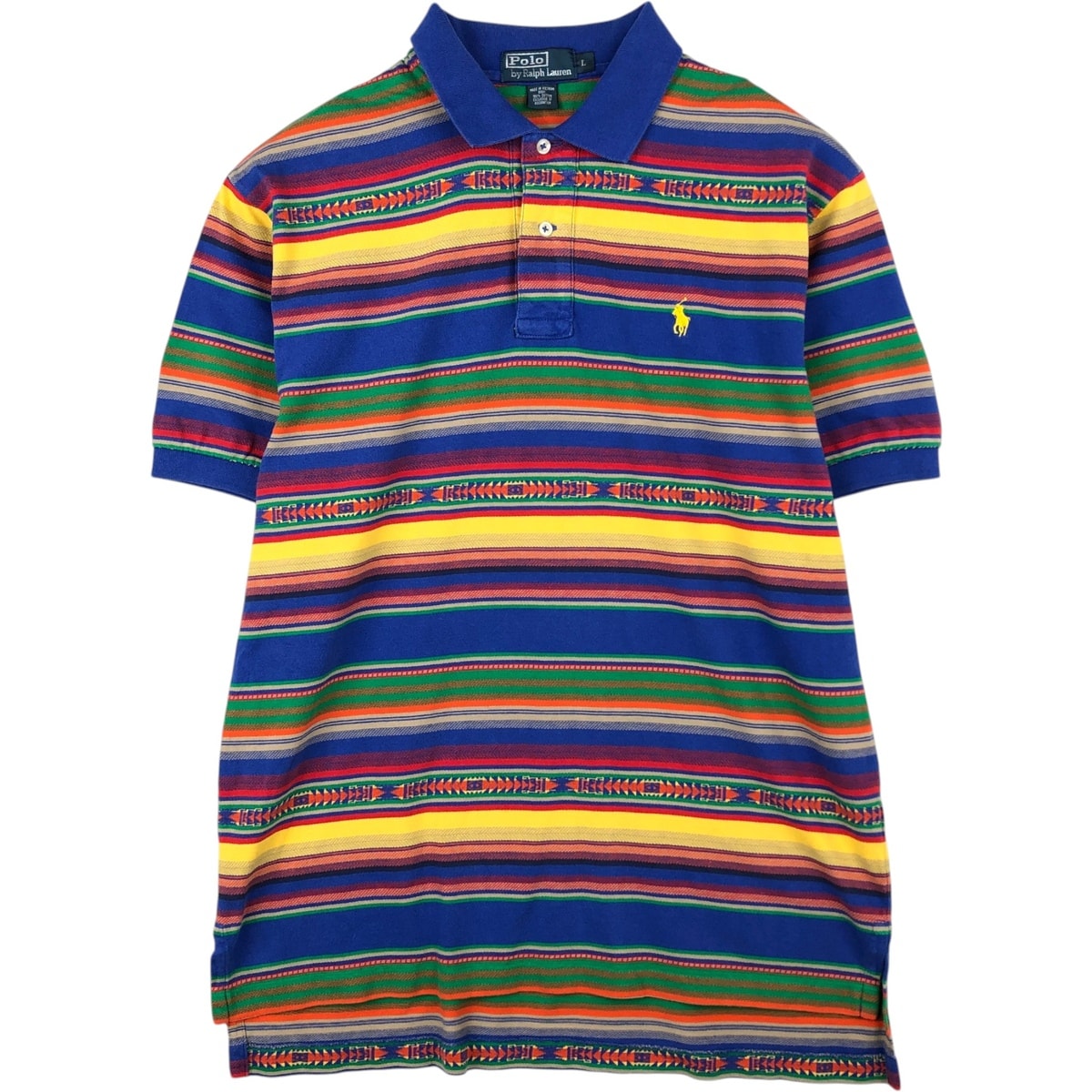古着 ラルフローレン Ralph Lauren POLO by Ralph Lauren ネイティブボーダー 半袖 ボーダー ポロシャツ メンズL相当/eaa622195