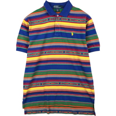古着 ラルフローレン Ralph Lauren POLO by Ralph Lauren ネイティブボーダー 半袖 ボーダー ポロシャツ メンズL相当/eaa622195