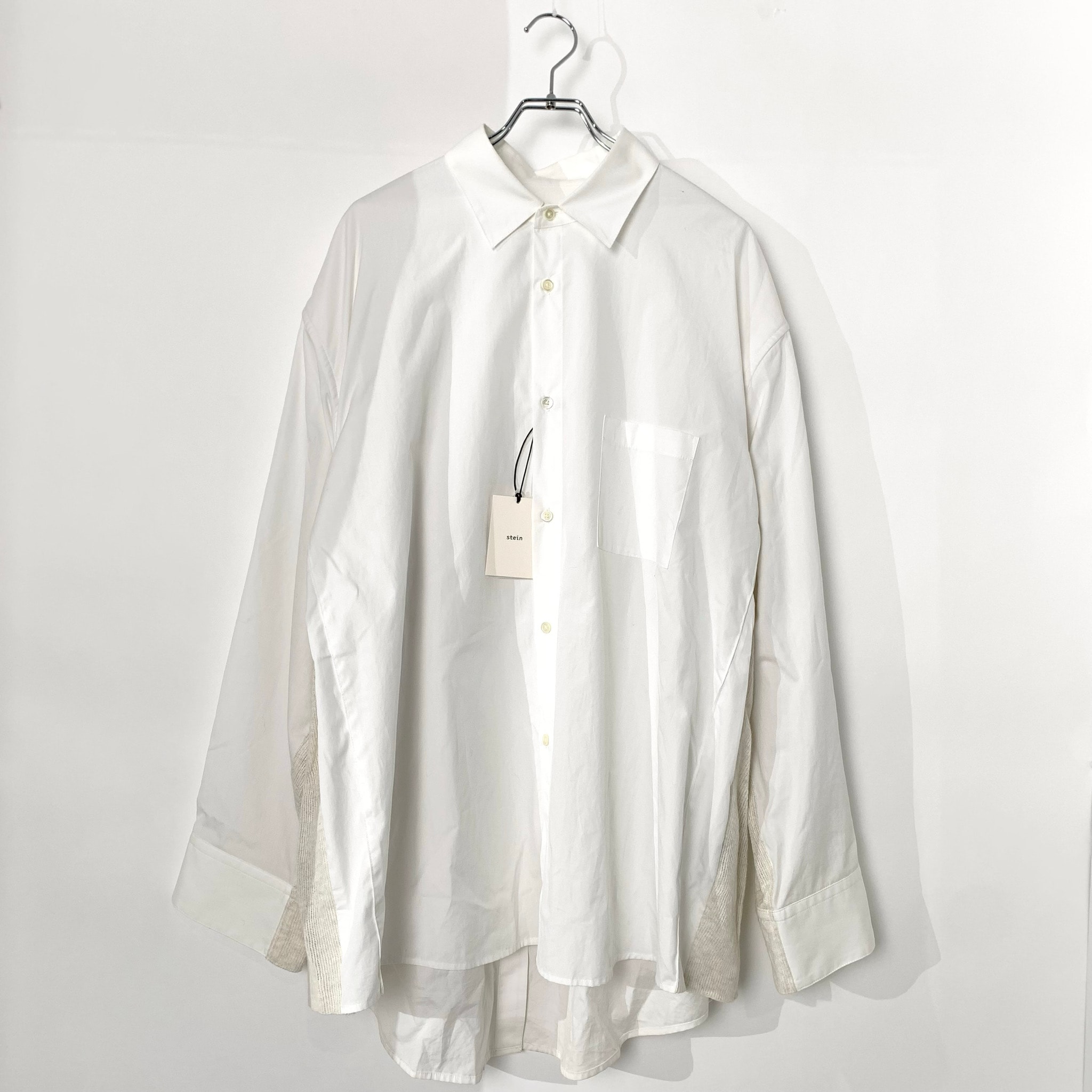 stein OVERSIZED KNIT COMBINATION SHIRT Off White