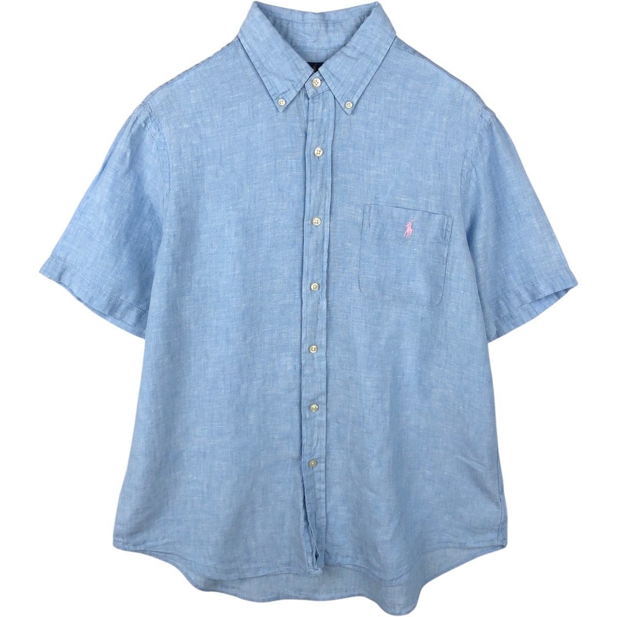 古着 ラルフローレン Ralph Lauren CLASSIC FIT クラシックフィット 半袖 リネン ボタンダウンシャツ メンズL相当/eaa648021