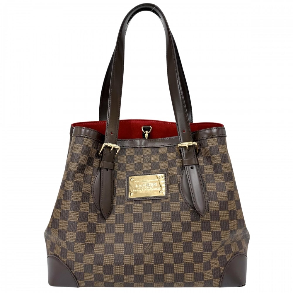 LOUIS VUITTON ルイヴィトン トートバッグ ハムステッドMM ハンドバッグ 肩掛け N51204 ダミエキャンバス    ブラウン 茶 ゴールド金具 レディース【中古品】