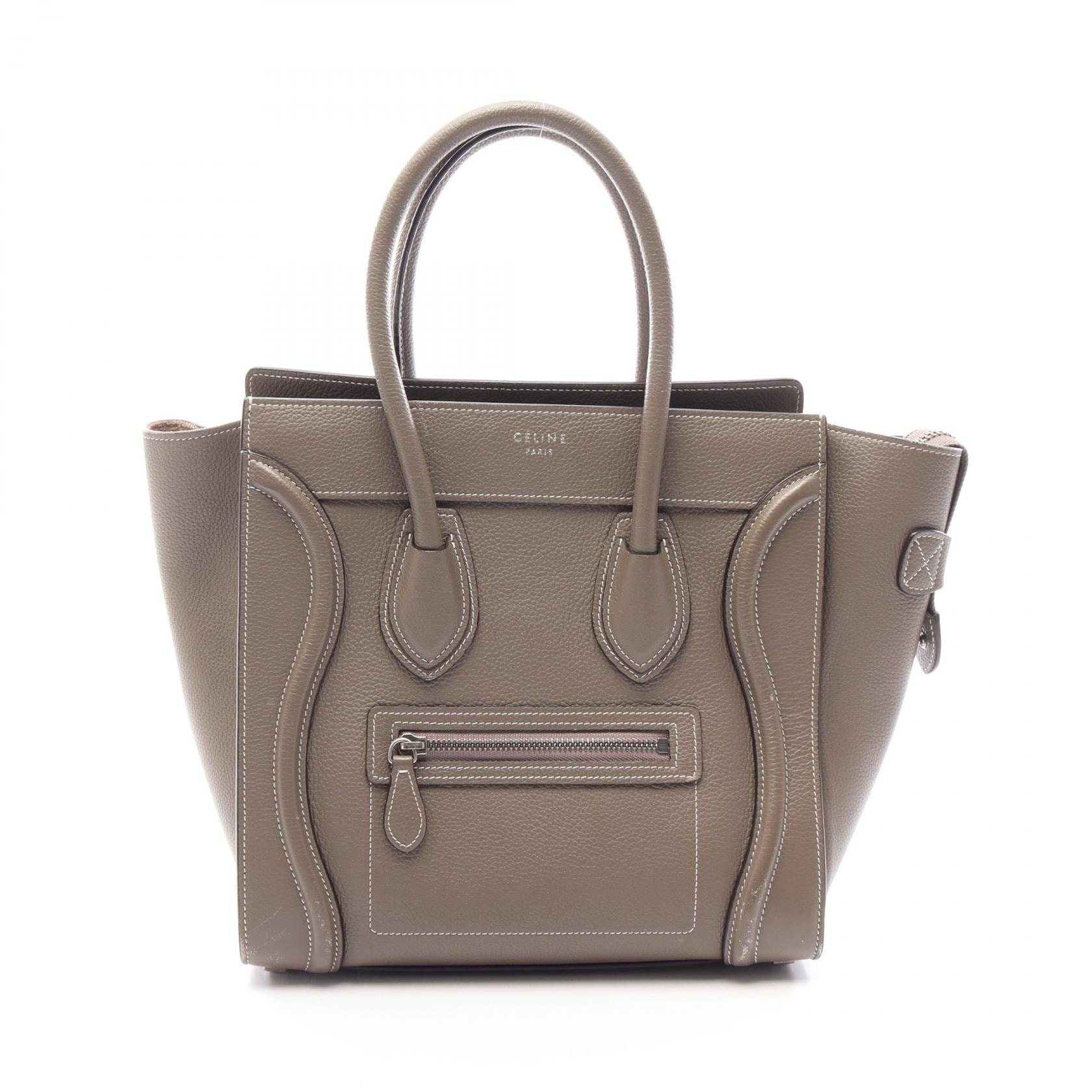 セリーヌ CELINE ラゲージ マイクロ ショッパー ハンドバッグ バッグ レザー レディース ベージュ系 【中古】