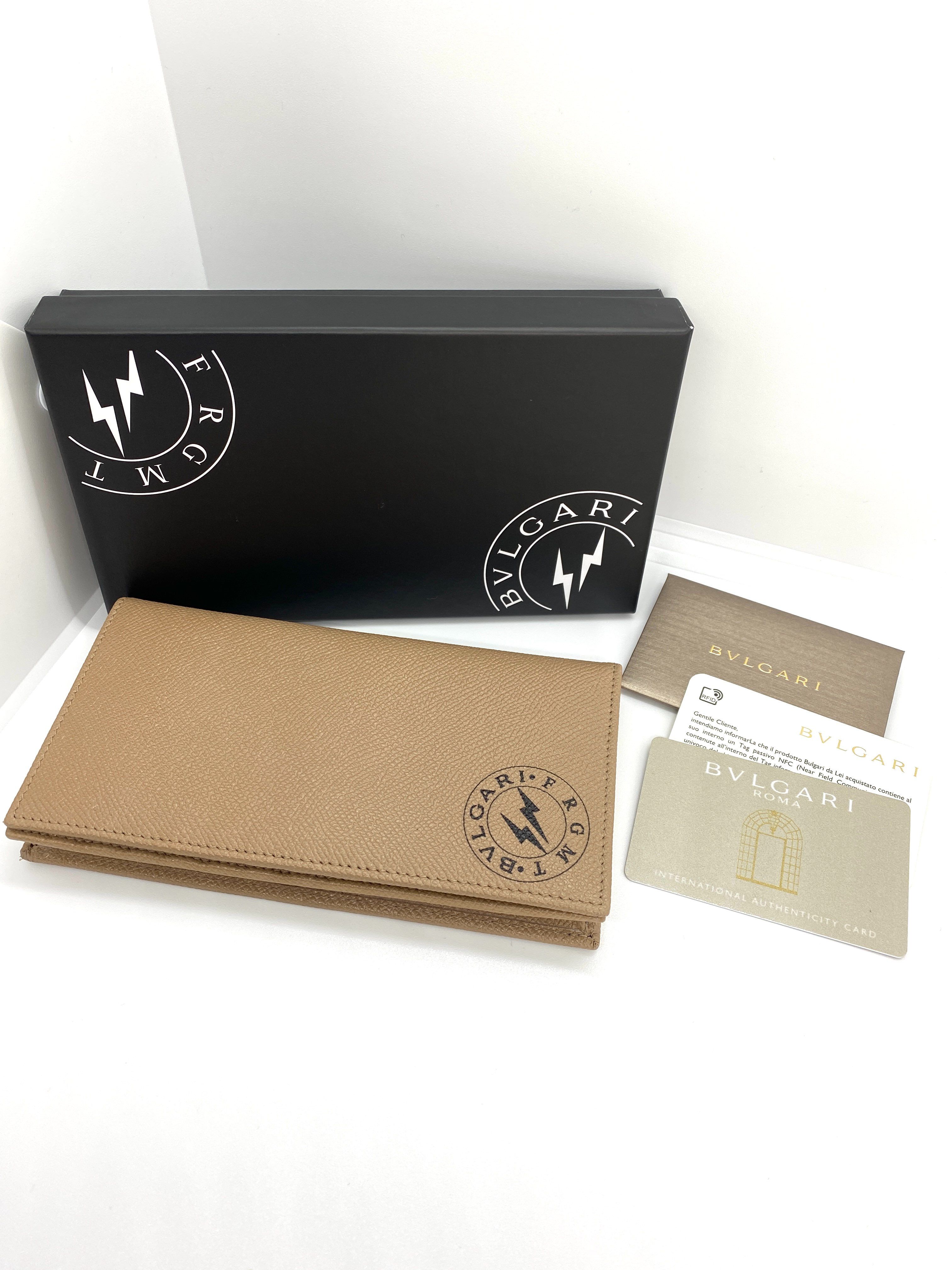 FRAGMENT x BVLGARI Trifold Wallet "Beige"