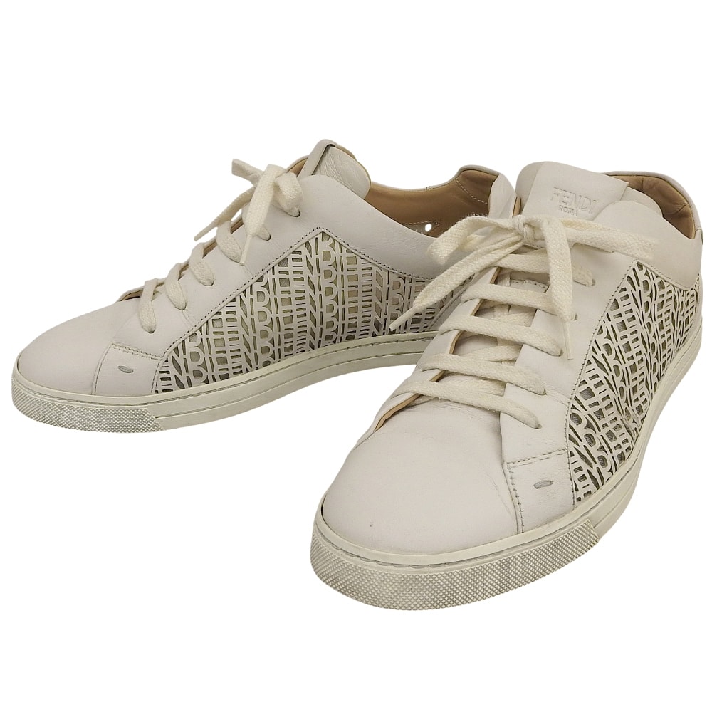 フェンディ ロゴカットデザイン スニーカー シューズ メンズ オフホワイト 27.0cm 7E1349 8