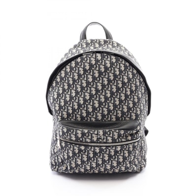ディオール Dior オブリーク ジャカード リュックサック バックパック バッグ キャンバス レザー メンズ レディース ベージュ系 / ネイビー系 / ブラック系 1VOBA088YKY 【中古】
