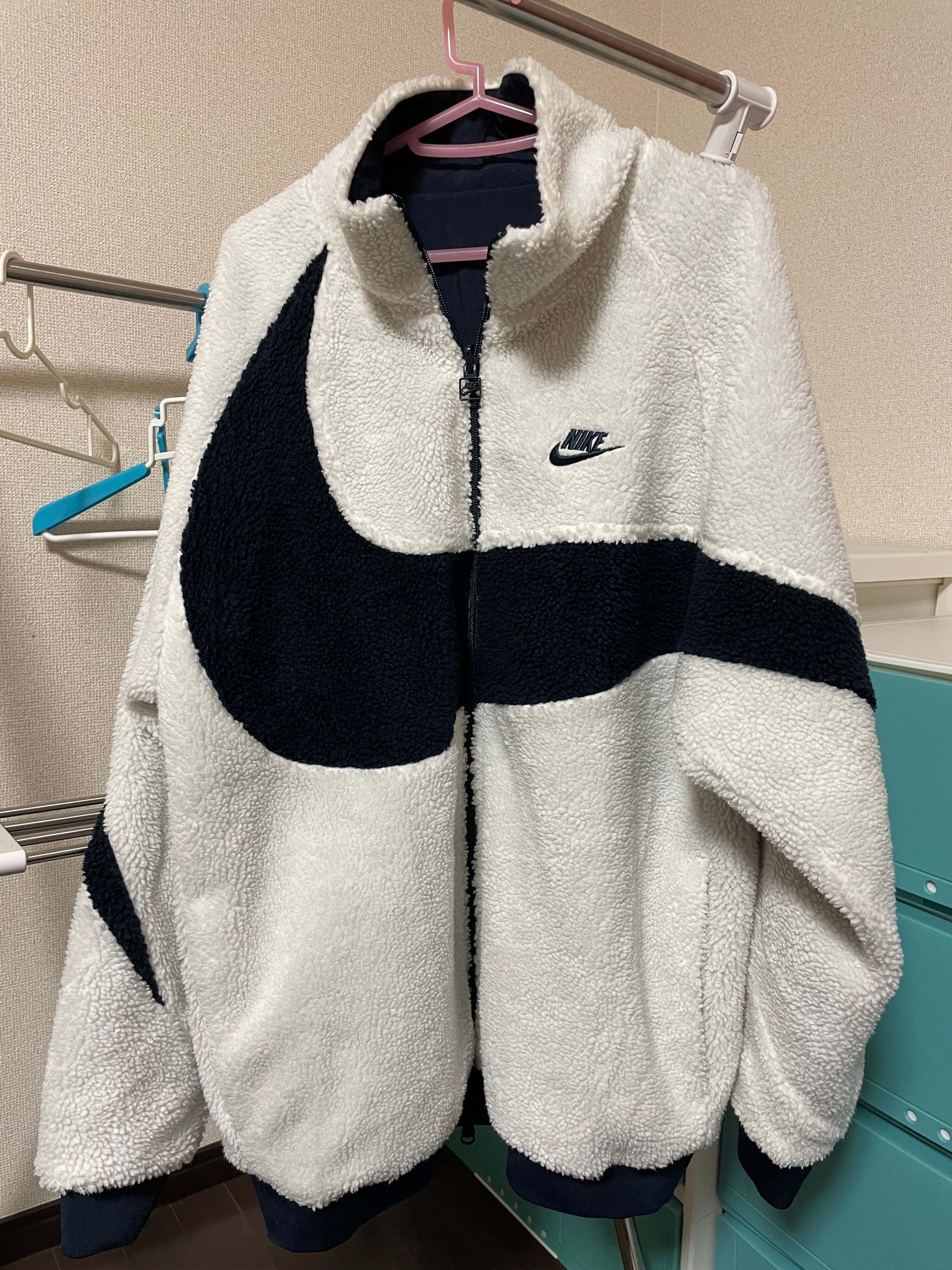 Nike Big Swoosh Reversible Boa Jacket "Sail/Dark Obsidian"