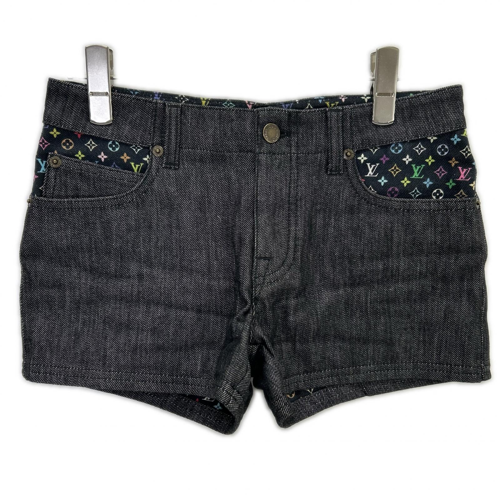 ルイヴィトン WOPA26DAZ 09SS ブラック モノグラム裏地 デニム ショートパンツ 36
