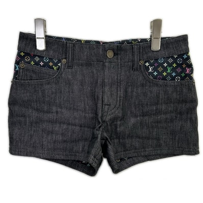 ルイヴィトン WOPA26DAZ 09SS ブラック モノグラム裏地 デニム ショートパンツ 36