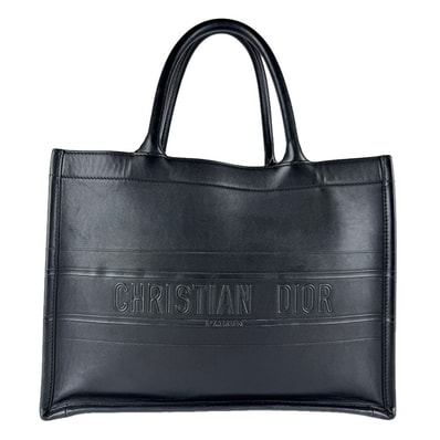 クリスチャンディオール Christian Dior ハンドバッグ ブックトート ミディアム レザー ブラック レディース【中古】 z9751